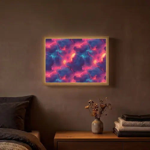 Bliksem - Wolken - Kleurenrijk Light Box met batterij (Wandlamp) middel 907 -sfeer4