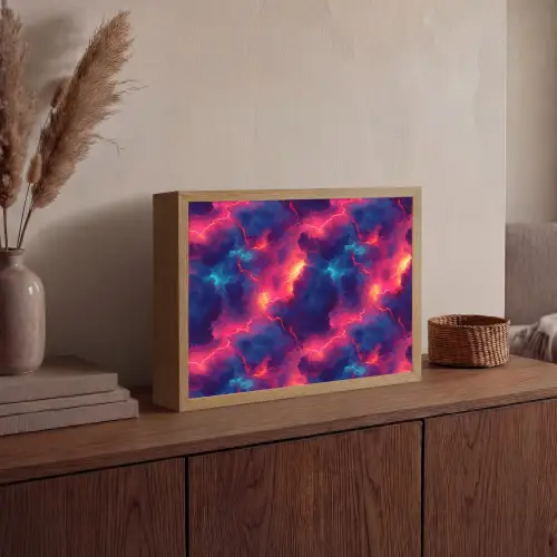 Bliksem - Wolken - Kleurenrijk Light Box met batterij (Wandlamp) middel 907 -sfeer2