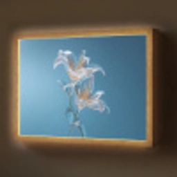 Lelies - Blauw - Glazen Light Box met batterij (Wandlamp) middel -z3d_website