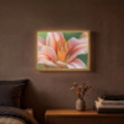 Lelie - Close up - Lichtroze Light Box met batterij (Wandlamp) middel -sfeer4