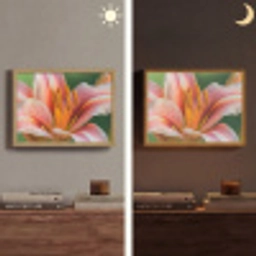 Lelie - Close up - Lichtroze Light Box met batterij (Wandlamp) middel -sfeer3