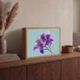 Lelie - Bloem - Paars - Stippen Light Box met batterij (Wandlamp) middel -sfeer2