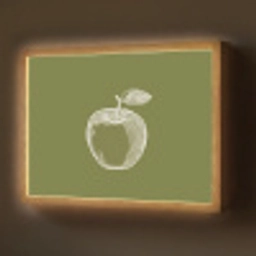 Lijntekening - Appel - Olijfgroen - Blaadje Light Box met batterij (Wandlamp) middel -z3d_website