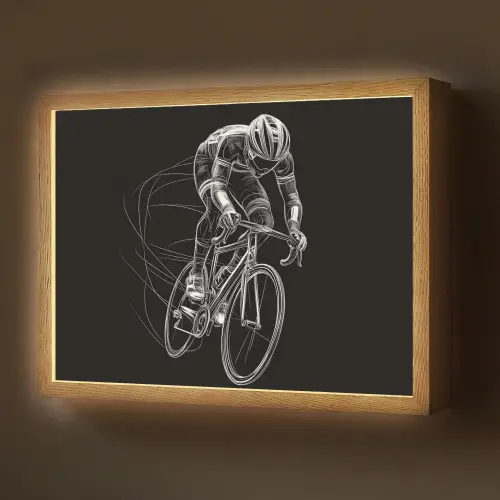 Lijntekening - Wit - Wielrennen - Snelheid Light Box met batterij (Wandlamp) middel -z3d_website