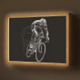 Lijntekening - Wit - Wielrennen - Snelheid Light Box met batterij (Wandlamp) middel -z3d_website