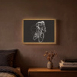 Lijntekening - Wit - Wielrennen - Snelheid Light Box met batterij (Wandlamp) middel -sfeer4