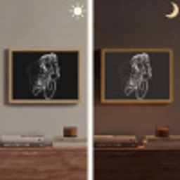 Lijntekening - Wit - Wielrennen - Snelheid Light Box met batterij (Wandlamp) middel -sfeer3