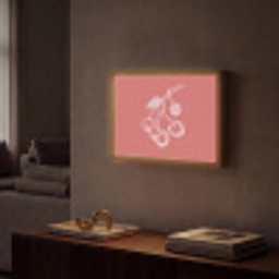 Lijnillustratie - Kersen - Tak - Wit Light Box met batterij (Wandlamp) middel -sfeer1
