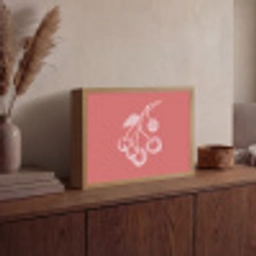 Lijnillustratie - Kersen - Tak - Wit Light Box met batterij (Wandlamp) middel -sfeer2