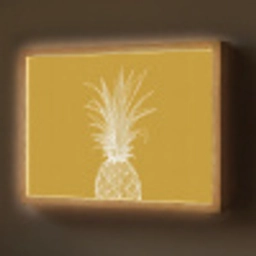 Lijnillustratie - Ananas - Bladkroon - Okergeel Light Box met batterij (Wandlamp) middel -z3d_website