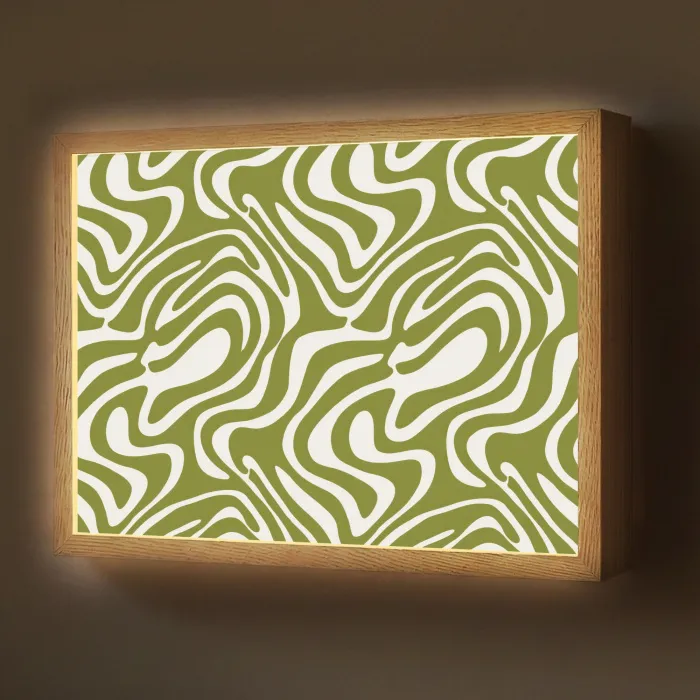 Lijnpatroon - Groen - Organisch Light Box met batterij (Wandlamp) middel 907 -z3d_website