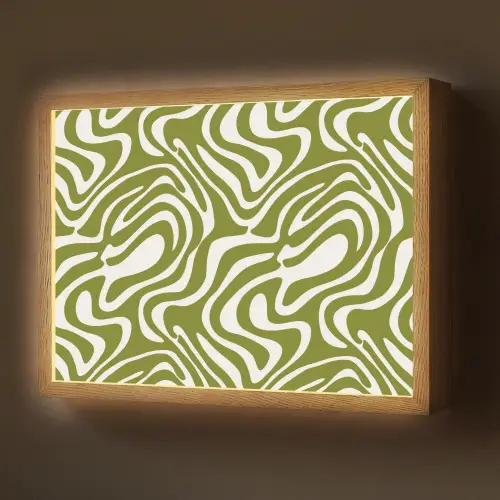 Lijnpatroon - Groen - Organisch Light Box met batterij (Wandlamp) middel 907 -z3d_website