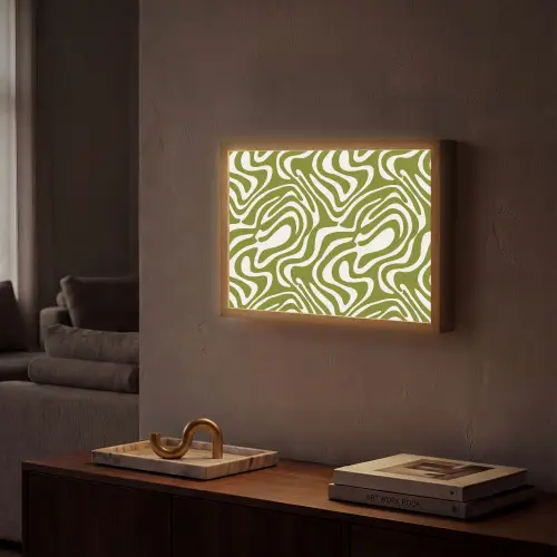 Lijnpatroon - Groen - Organisch Light Box met batterij (Wandlamp) middel 907 -sfeer1