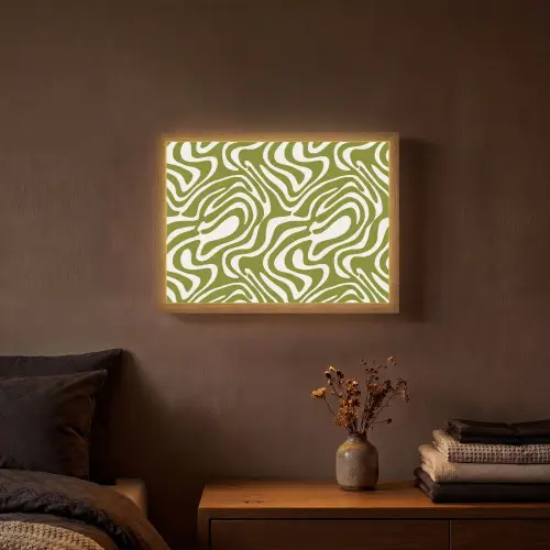 Lijnpatroon - Groen - Organisch Light Box met batterij (Wandlamp) middel 907 -sfeer4