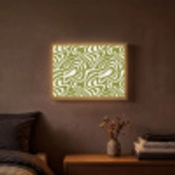 Lijnpatroon - Groen - Organisch Light Box met batterij (Wandlamp) middel 907 -sfeer4