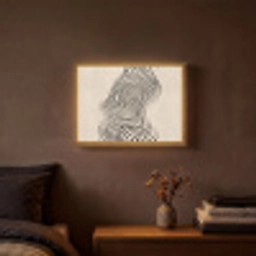 Lijnen - Abstract - Golvend - Zwart Light Box met batterij (Wandlamp) middel -sfeer4