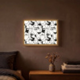 Lijnen - Gezichten - Zwart - Wit Light Box met batterij (Wandlamp) middel 907 -sfeer4