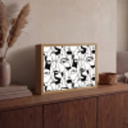Lijnen - Gezichten - Zwart - Wit Light Box met batterij (Wandlamp) middel 907 -sfeer2