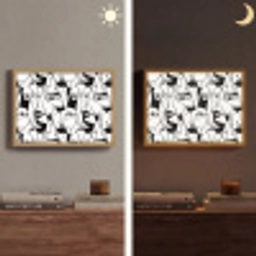 Lijnen - Gezichten - Zwart - Wit Light Box met batterij (Wandlamp) middel 907 -sfeer3