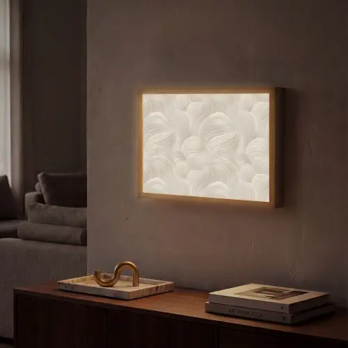 Lijnen - Waaier - Beige Light Box met batterij (Wandlamp) middel 907 -sfeer1