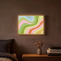 Lijnen - Pasteltinten - Golvend Light Box met batterij (Wandlamp) middel -sfeer4