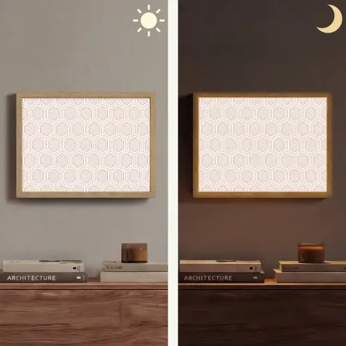Lijnen - Patroon - Symmetrisch Light Box met batterij (Wandlamp) middel 907 -sfeer3