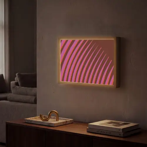 Lijnen - Rood - Beweging Light Box met batterij (Wandlamp) middel -sfeer1