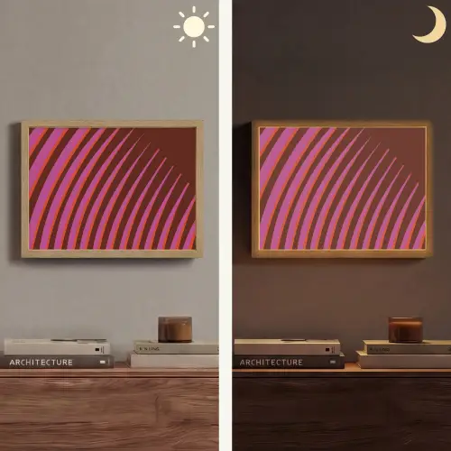Lijnen - Rood - Beweging Light Box met batterij (Wandlamp) middel -sfeer3