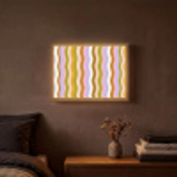 lijnen - Golven - Pastelkleuren - Patroon Light Box met batterij (Wandlamp) middel -sfeer4