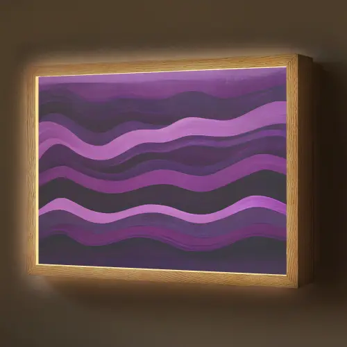 Lijnen - Golven - Paars - Abstract Light Box met batterij (Wandlamp) middel -z3d_website