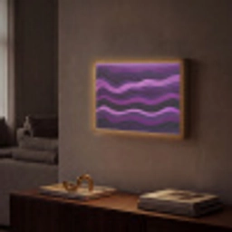 Lijnen - Golven - Paars - Abstract Light Box met batterij (Wandlamp) middel -sfeer1