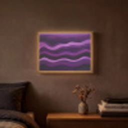 Lijnen - Golven - Paars - Abstract Light Box met batterij (Wandlamp) middel -sfeer4