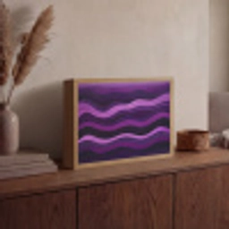 Lijnen - Golven - Paars - Abstract Light Box met batterij (Wandlamp) middel -sfeer2