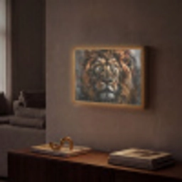 Leeuw - Dieren - Portret - Zwart - Luxe Light Box met batterij (Wandlamp) middel -sfeer1