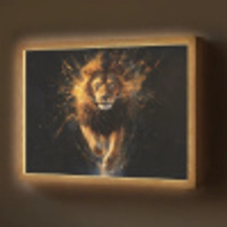 Leeuw - Zwart - Oranje - Verf Light Box met batterij (Wandlamp) middel -z3d_website