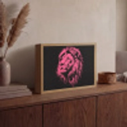 Leeuw - Zwart - Roze - Neon Light Box met batterij (Wandlamp) middel -sfeer2