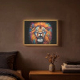 Leeuw - Graffiti - Dieren - Zwart Light Box met batterij (Wandlamp) middel -sfeer4
