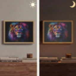 Leeuwenkop - Felgekleurd - Abstract Light Box met batterij (Wandlamp) middel -sfeer3