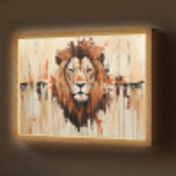 Leeuwenkop - Lijnen - Crème Light Box met batterij (Wandlamp) middel -z3d_website