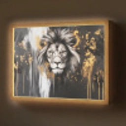 Leeuw - Portret - Verfspatten - Grijs Light Box met batterij (Wandlamp) middel -z3d_website