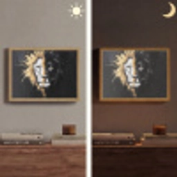 Leeuw - Gesplitst - Zwart - Lijn Light Box met batterij (Wandlamp) middel -sfeer3