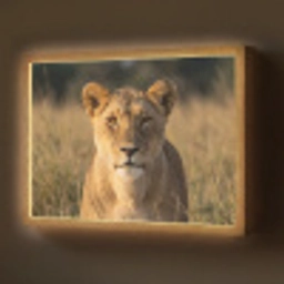 Leeuwin - Gras - Geel Light Box met batterij (Wandlamp) middel -z3d_website
