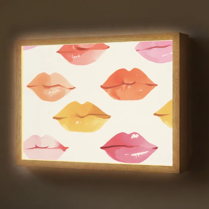 Lippen - Kleurrijk - Glanzend Light Box met batterij (Wandlamp) middel -z3d_website
