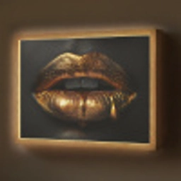 Lippen - Goud - Abstract - Zwart - Aesthetic Light Box met batterij (Wandlamp) middel -z3d_website