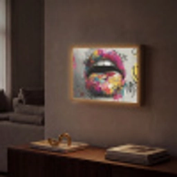 Lippen - Graffiti - Expressief Light Box met batterij (Wandlamp) middel -sfeer1