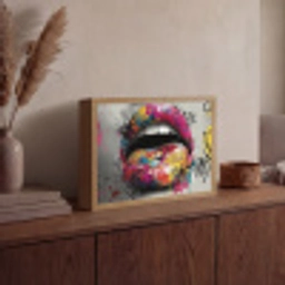 Lippen - Graffiti - Expressief Light Box met batterij (Wandlamp) middel -sfeer2