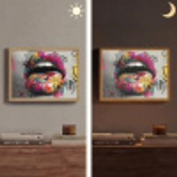 Lippen - Graffiti - Expressief Light Box met batterij (Wandlamp) middel -sfeer3