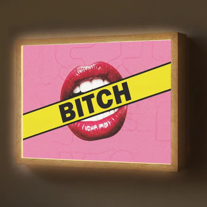 Lippen - Tekst - Kleurrijk Light Box met batterij (Wandlamp) middel -z3d_website