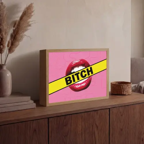 Lippen - Tekst - Kleurrijk Light Box met batterij (Wandlamp) middel -sfeer2
