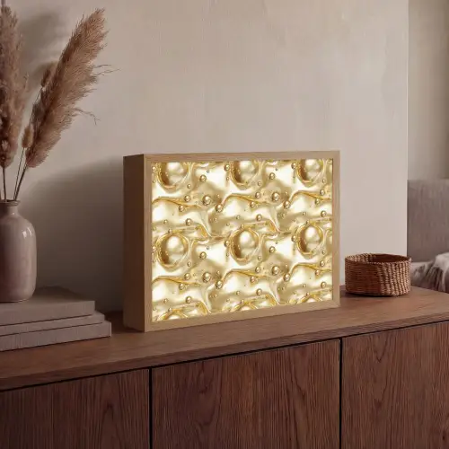 Vloeibaar - Druppels - Goud Light Box met batterij (Wandlamp) middel 907 -sfeer2